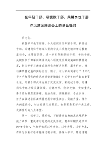在年轻干部新提拔干部关键岗位干部作风建设座谈会上的讲话提纲