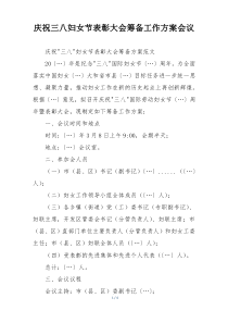 庆祝三八妇女节表彰大会筹备工作方案会议