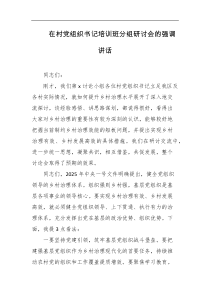 在村党组织书记培训班分组研讨会的强调讲话