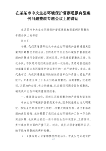 在某某市中央生态环境保护督察通报典型案例问题整改专题会议上的讲话