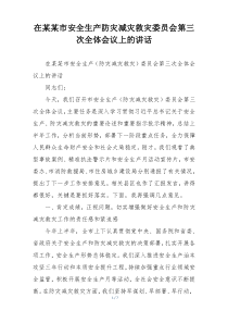 在某某市安全生产防灾减灾救灾委员会第三次全体会议上的讲话