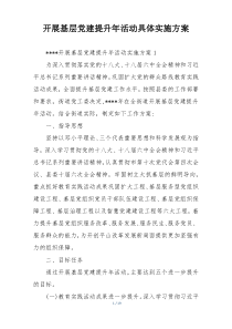 开展基层党建提升年活动具体实施方案