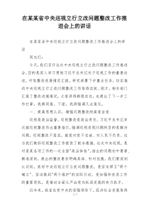 在某某省中央巡视立行立改问题整改工作推进会上的讲话