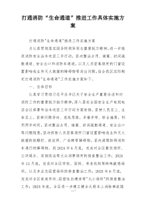 打通消防“生命通道”推进工作具体实施方案
