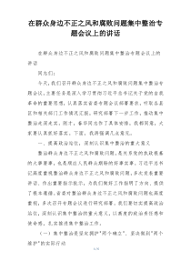 在群众身边不正之风和腐败问题集中整治专题会议上的讲话