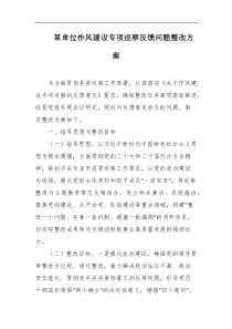 某单位作风建设专项巡察反馈问题整改方案