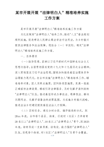 某市开展开展“法律明白人”精准培养实施工作方案