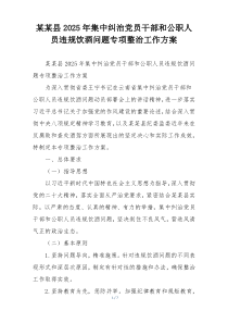 某某县2025年集中纠治党员干部和公职人员违规饮酒问题专项整治工作方案