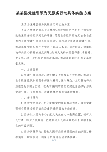 某某县党建引领为民服务行动具体实施方案