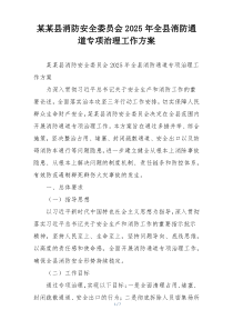 某某县消防安全委员会2025年全县消防通道专项治理工作方案
