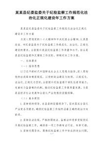 某某县纪委监委关于纪检监察工作规范化法治化正规化建设年工作方案