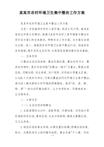 某某市农村环境卫生集中整治工作方案