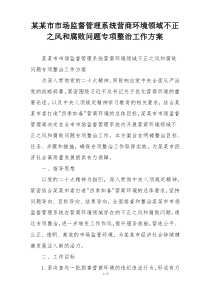 某某市市场监督管理系统营商环境领域不正之风和腐败问题专项整治工作方案