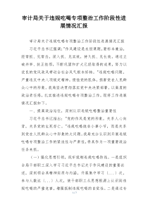 审计局关于违规吃喝专项整治工作阶段性进展情况汇报