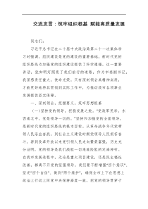 交流发言筑牢组织根基赋能高质量发展