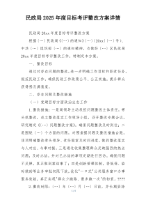民政局2025年度目标考评整改方案详情
