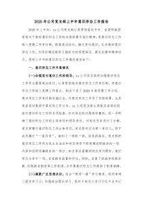2020年公司党支部上半年意识形态工作报告