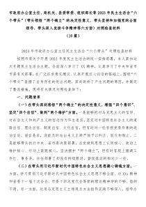 10篇市政府办公室主任局机关县委常委组织部长等20XX年民主生活会六个带头带头领悟两个确立的决定性意