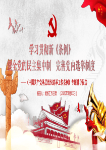中国共产党基层组织选举工作条例专题辅导报告
