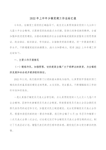 20XX年上半年乡镇党建工作总结汇报