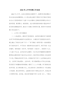 20XX年上半年党建工作总结