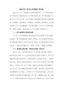 20XX年上半年公司党建工作总结