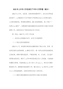 20XX年上半年工作总结及下半年工作举措镇乡