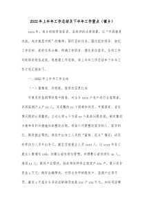 20XX年上半年工作总结及下半年工作重点镇乡