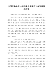 市国资委关于违规吃喝专项整治工作进展情况汇报