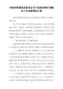 市城市管理执法委员会关于违规吃喝专项整治工作进展情况汇报