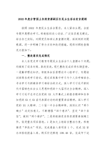 20XX年度分管国土自然资源副区长民主生活会发言提纲