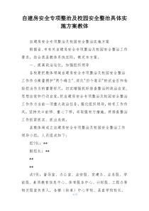 自建房安全专项整治及校园安全整治具体实施方案教体