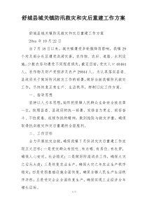舒城县城关镇防汛救灾和灾后重建工作方案
