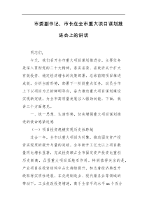 市委副书记市长在全市重大项目谋划推进会上的讲话