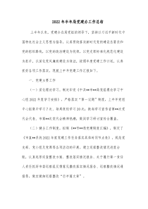 20XX年半年局党建办工作总结