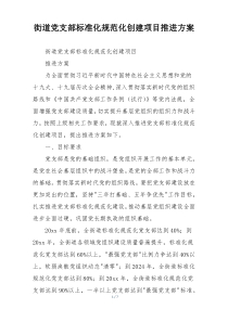 街道党支部标准化规范化创建项目推进方案