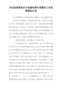 市应急管理局关于违规吃喝专项整治工作进展情况汇报