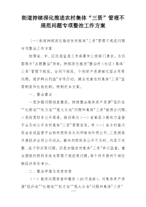 街道持续深化推进农村集体“三资”管理不规范问题专项整治工作方案