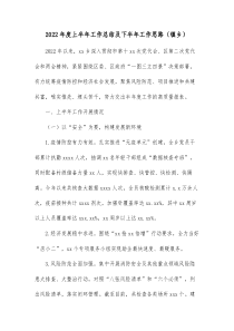 20XX年度上半年工作总结及下半年工作思路镇乡