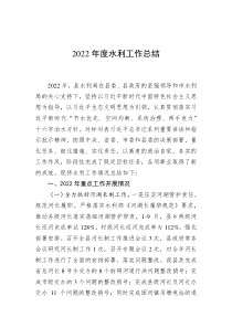 20XX年度水利工作总结