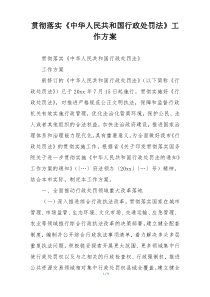 贯彻落实《中华人民共和国行政处罚法》工作方案