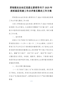 贯彻落实自治区党委主要领导关于2025年度抓基层党建工作点评意见整改工作方案