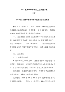 20XX年度领导班子民主生活会方案3篇