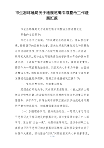 市生态环境局关于违规吃喝专项整治工作进展汇报