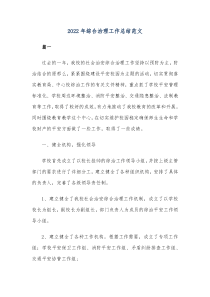 20XX年综合治理工作总结范文