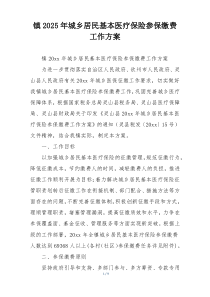 镇2025年城乡居民基本医疗保险参保缴费工作方案