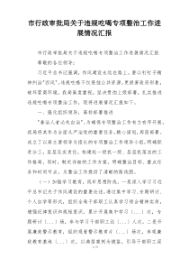市行政审批局关于违规吃喝专项整治工作进展情况汇报