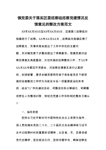 镇党委关于落实区委巡察组巡察党建情况反馈意见的整改方案范文