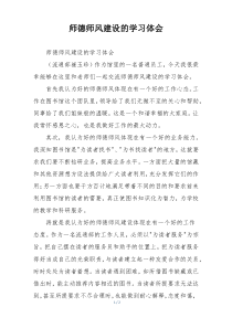 师德师风建设的学习体会