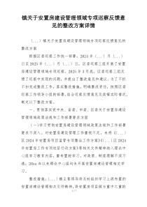 镇关于安置房建设管理领域专项巡察反馈意见的整改方案详情